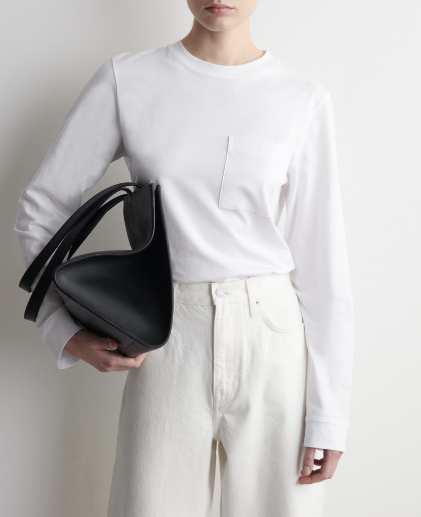 Long Sleeved White Pocket T-Shirt