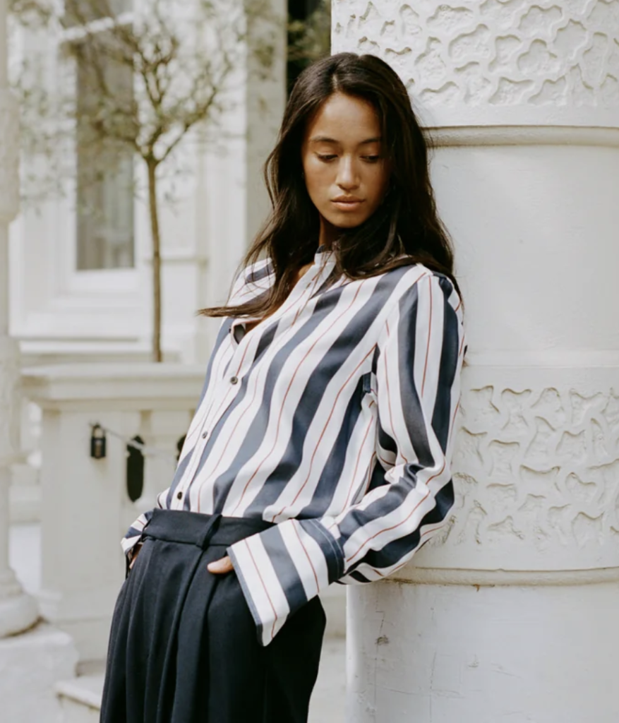 The Perfect Boyfriend Shirt Navy and White With a Hint of Burgundy