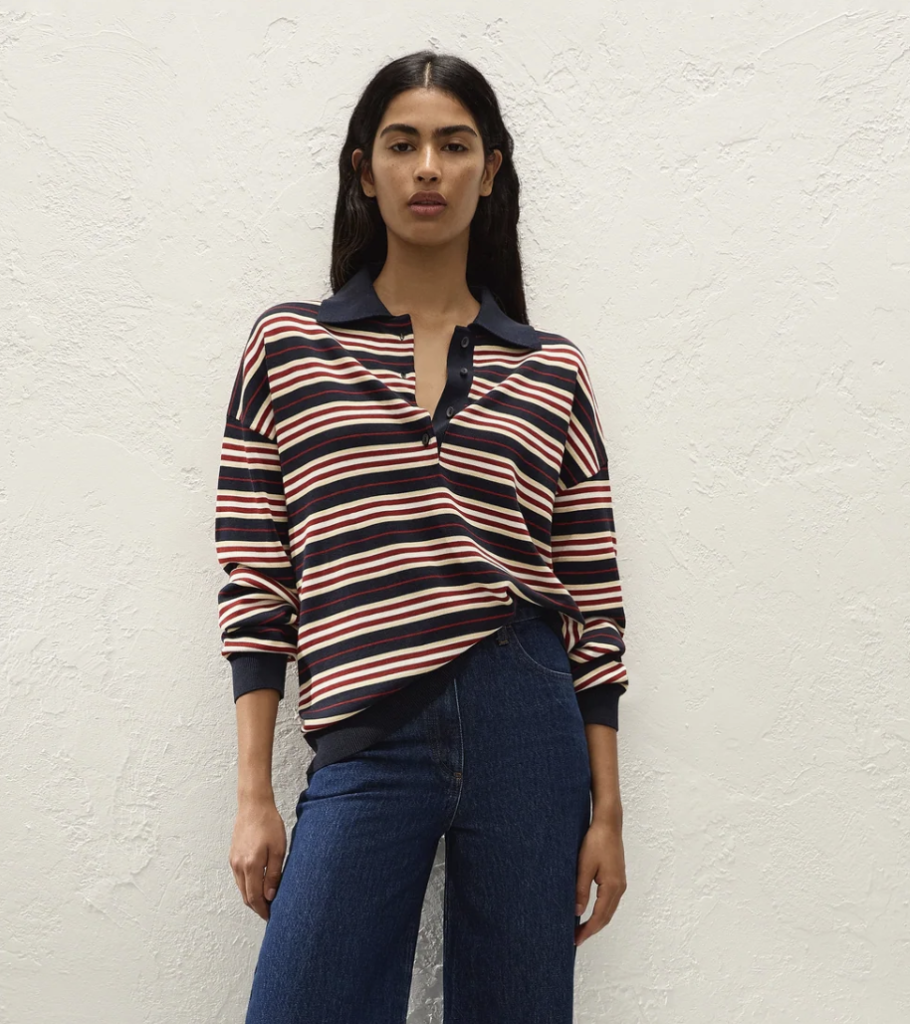Polo Style Striped Sweater