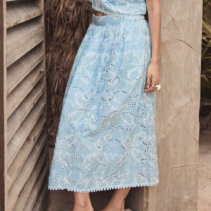 Blue Embroidered Skirt