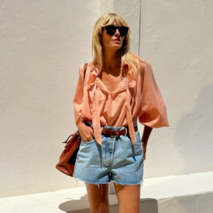 Ruffled Peach Blouse