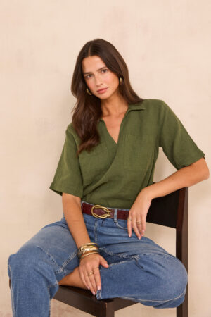 Short-Sleeved Linen Blouse Delva