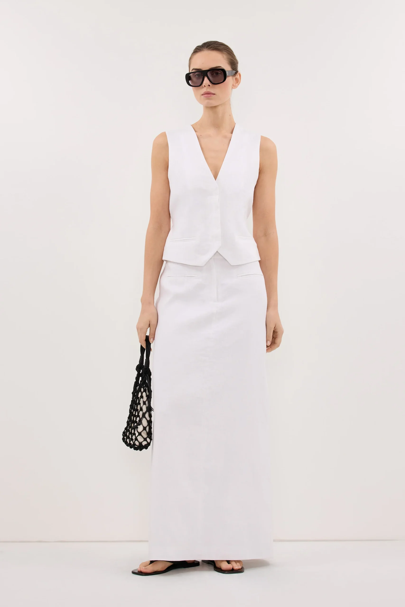 White Linen Waistcoat Vest