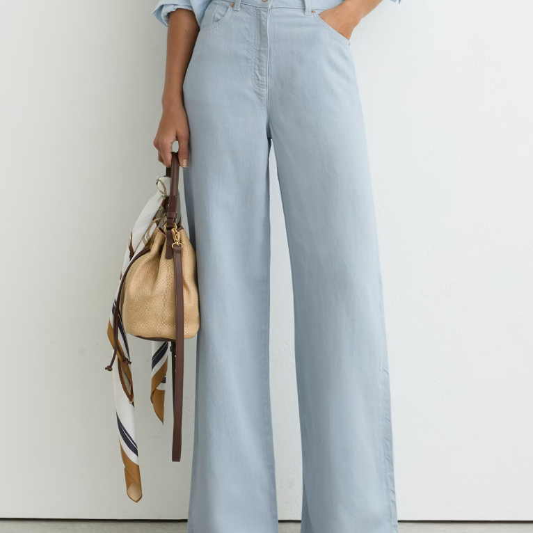 Wide-Leg Blue Trousers